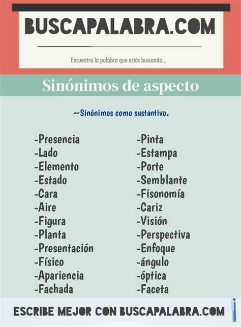 sinonimo de aspecto|sinónimo de aspecto importante.